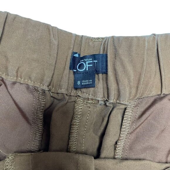 Ann Taylor 100% Lyocell Elastic Waist Belted Shorts Brown Size 8 - Picture 4 of 8